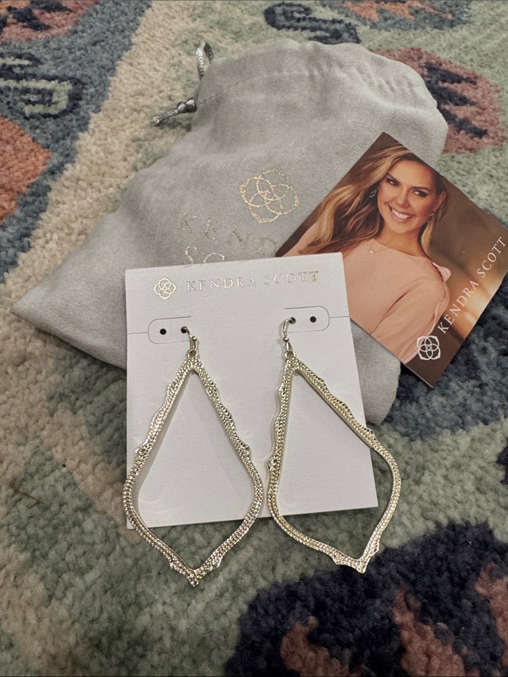 Kendra Scott Gold Textured Open-Frame Teardrop Earrings